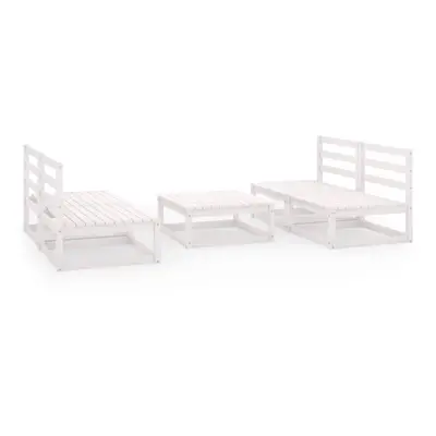 vidaXL Solid Pinewood Garden Lounge Set Piece White Wooden Furniture Sofa