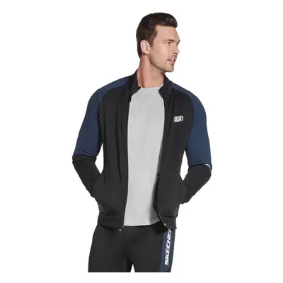 (S, Bold Black) Skechers Mens Skechtech Moisture Wicking Stretch Full Zip Training Jacket