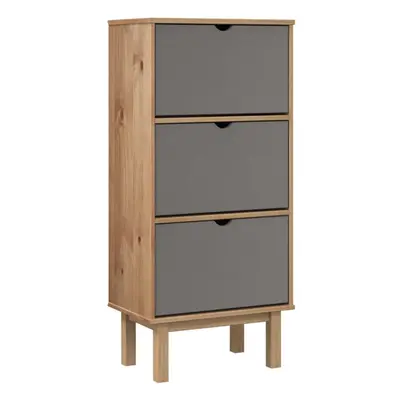 (Brown and grey) vidaXL Solid Wood Pine Shoe Cabinet with Drawers Shoe Shelf Multi Colours