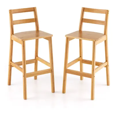 Set of Bar Stools Wooden Dining Counter Height Chairs with Backrests