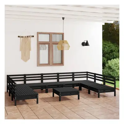 vidaXL Garden Lounge Set Outdoor Lounge Set Piece Black Solid Wood Pine