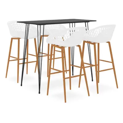 vidaXL Bar Set Piece Black and White Dining Room Kitchen Stool Chair Table