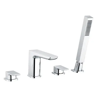 Designer Chrome Bath Filler Hot/Cold Taps with Shower Handset