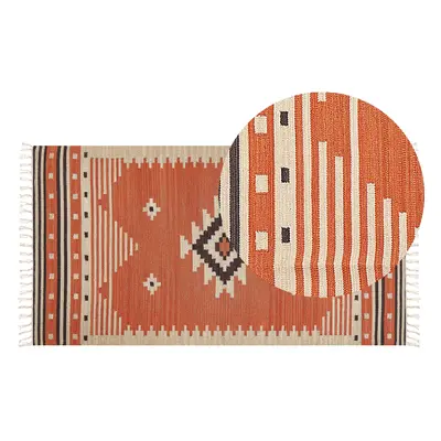 Cotton Kilim Area Rug x cm Orange GAVAR