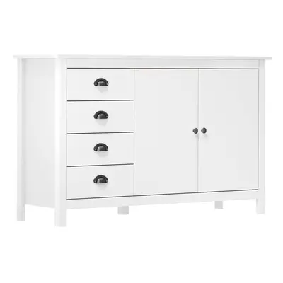 vidaXL Solid Wood Pine Sideboard Hill White 130x40x80 cm Wooden Side Cabinet