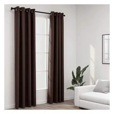 vidaXL 2x Linen-Look Blackout Curtains with Grommets Taupe 140x245cm Drape