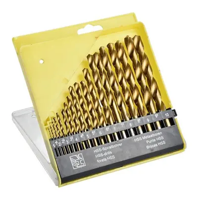 19pcs 1.0-10.0mm HSS Titanium Coated Twist Drill Bit Set for Metal Wood Drilling