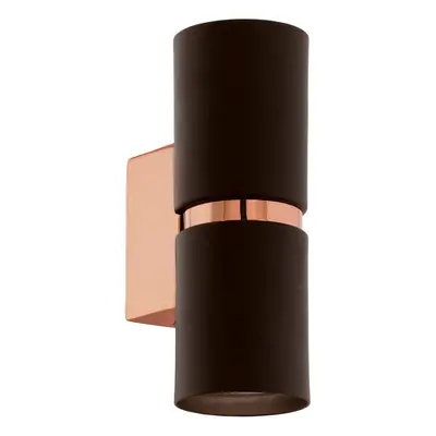 Wall Light Colour Copper Coloured Steel Brown Round Shade Bulb GU10 2x3.3W