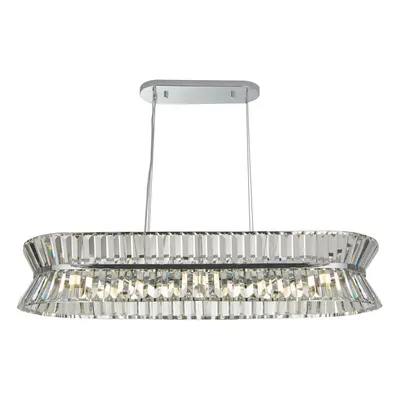 Searchlight Uptown Light Oval Pendant Chrome, Clear Crystal