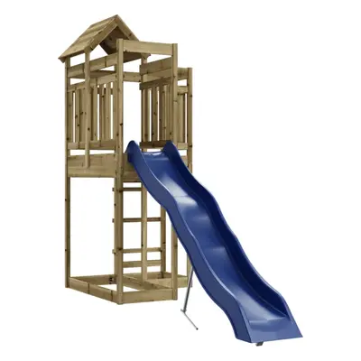 (solid impregnated pinewood) vidaXL Outdoor Playset with Slide Playhouse Kids Play Tower Impregn