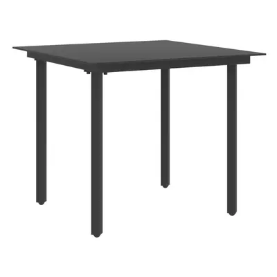 vidaXL Garden Dining Table Black 80x80x74 cm Steel and Glass Outdoor Table