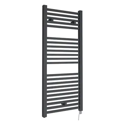 Electric Vertical Square Towel Rail with Rails - 1110mm x 500mm - Watt - Anthracite