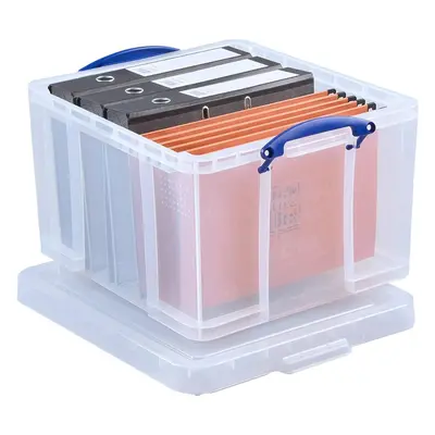 Really Useful Box x 42L Capacity Plastic Storage Box W/ lockable lid - Clear