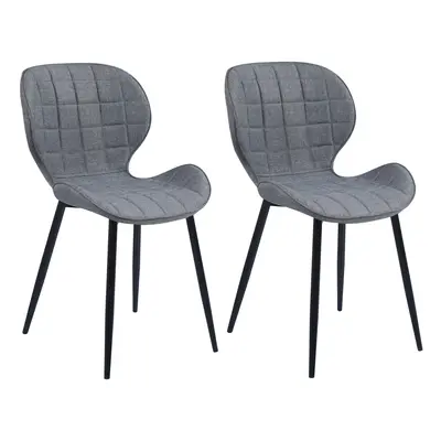 (Fabric Grey) Charles Jacobs Set of Square Patterned Dining Chair