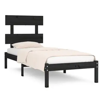 vidaXL Solid Wood Bed Frame Black 100x200 cm Bedroom Wooden Bedstead Bed Base