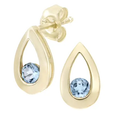 Jewelco London 9ct Yellow Gold Round 0.32ct Blue Topaz Teardrop Drop Earrings - PE0AXL1804YBT