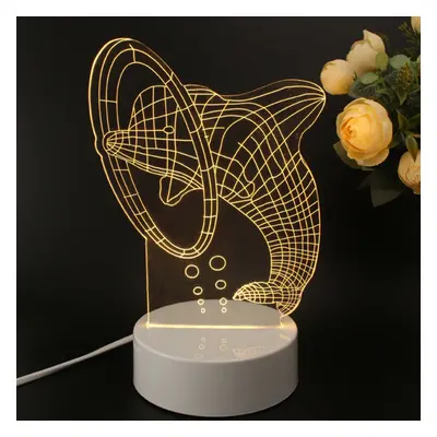 3D Multicolor LED Dolphin Pattern Night Light Lamp with Switch Home Party Decor 220V