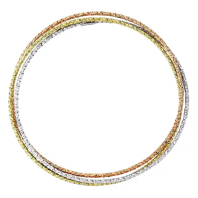 Jewelco London Ladies Rhodium Yellow & Rose Gold-Plated Sterling Silver Russian Wedding Bangle B