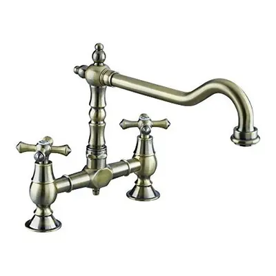 Bristan K BRSNK ABRZ Colonial Bridge Kitchen Sink Mixer Tap with Swivel Spout, Antique Bronze