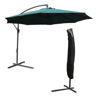 (Green) KCT 3.5m Garden Cantilever Parasol with Cover