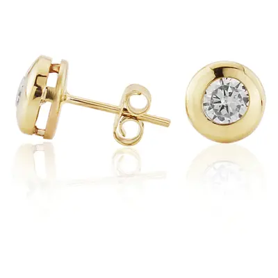 Jewelco London Ladies 9ct Yellow Gold Round Bezel Cubic Zirconia Stud Earrings 4mm - SENR02547