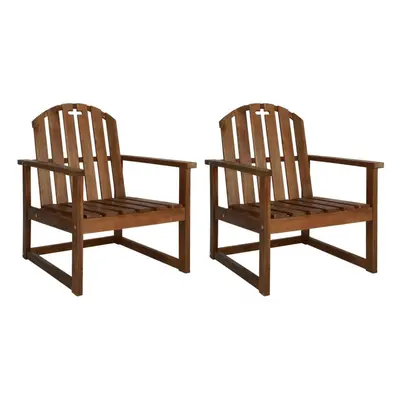 vidaXL 2x Solid Acacia Wood Garden Sofa Chairs with Armrests Outdoor Seat