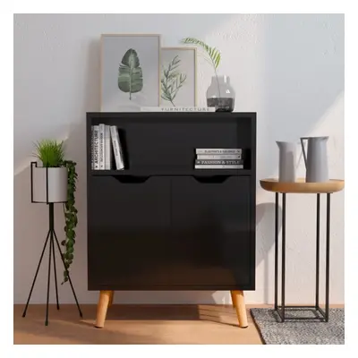 vidaXL Sideboard High Gloss Black Engineered Wood Cupboard Storage Cabinet