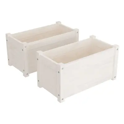 (white, 2) vidaXL 1/2x Solid Pinewood Garden Planter Flower Box Planter Pot Multi Colours