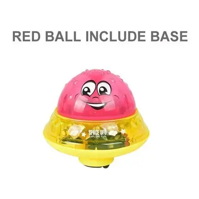 (Red ball include base) Infant Children's Electric Induction Water Spray Toy Bath Light Music Ro