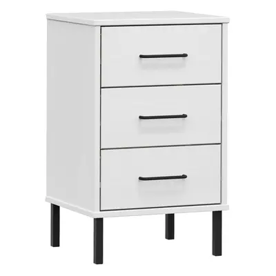 (white) vidaXL Solid Wood Pine Bedside Cabinet with Metal Legs OSLO Multi Colours