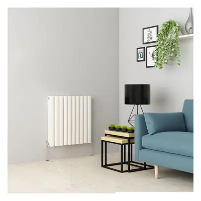 (600 x 591mm Double, White) Oval Tube Designer Radiator