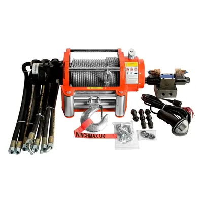 10,000lb Hydraulic Winch. 25m x 9.1mm Steel Rope. 24V System.