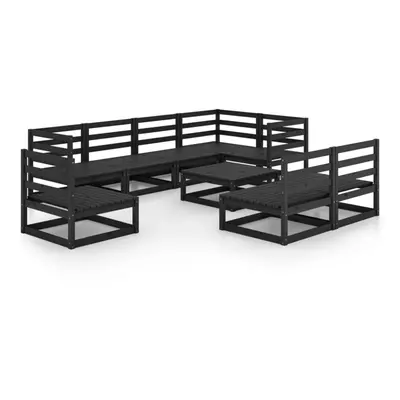 vidaXL Solid Pinewood Garden Lounge Set Piece Black Wooden Furniture Sofa