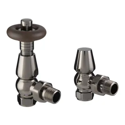 (Black Nickel) WarmeHaus Chelsea Traditional Thermostatic Angled Radiator Valves Central Heating