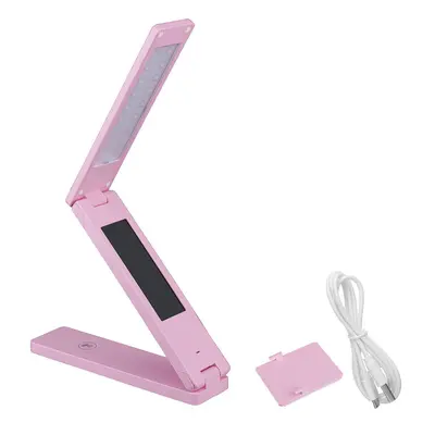 (Pink) Portable Folding Touch Control LED Reading Light Dimmable LCD USB Table Desk Lamp