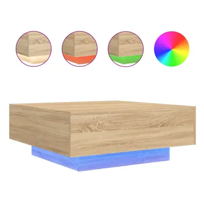 (sonoma oak, x x cm) vidaXL Coffee Table with LED Lights Hallway Tea Side End Table Sofa Table