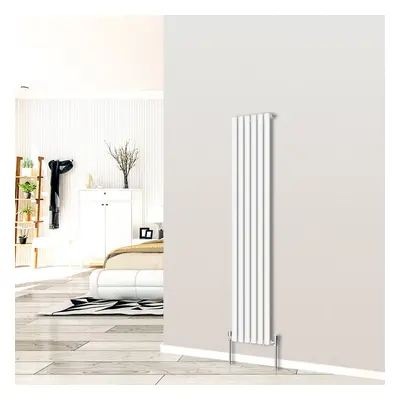 (Vertical 1800x354mm - Single) NRG White Designer Radiator Premium Oval Column Central Heating P