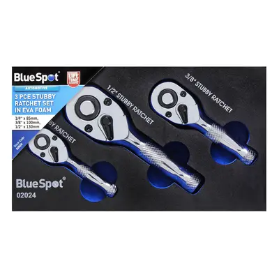 BlueSpot 3 Piece Stubby Ratchet Set In EVA Foam (1/4", 3/8", 1/2")