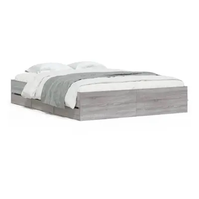 (grey sonoma, x cm) vidaXL Bed Frame with Drawers Mattress Foundation Bed Base Engineered Wood