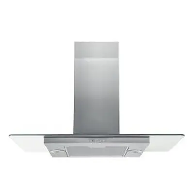 Hotpoint 90cm Flat Glass Chimney Cooker Hood - Stainless Steel