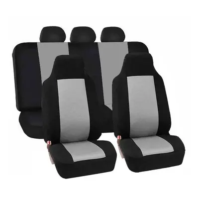 (Front+Rear Grey) Universal Car Full Seat Covers Protector Cushion Front Rear Truck SUV Van