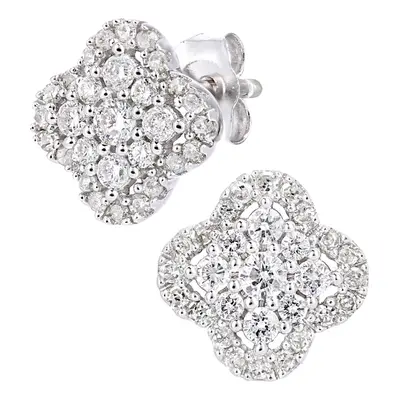 Jewelco London 9ct White Gold Round 0.41ct Diamond Halo Stud Earrings - PE0AXL5661W