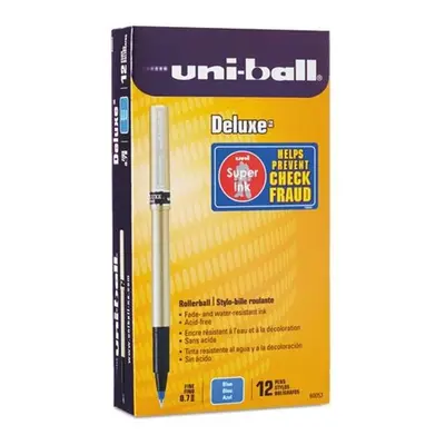 Uni-Ball UBC60053 0.7 mm Fine Blue Ink Champagne Barrel Deluxe Stick Roller Ball Pen - Dozen