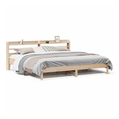 vidaXL Bed Frame with Headboard Bed Base 180x200 cm King Size Solid Wood Pine