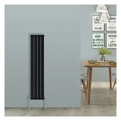 (Vertical 1600x272mm - Single) NRG Black Flat Panel Designer Radiator Single Double Column Bathr