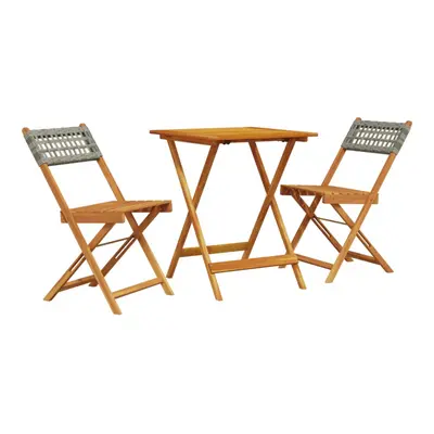 vidaXL Bistro Set Piece Outdoor Bar Set Grey Poly Rattan and Solid Wood