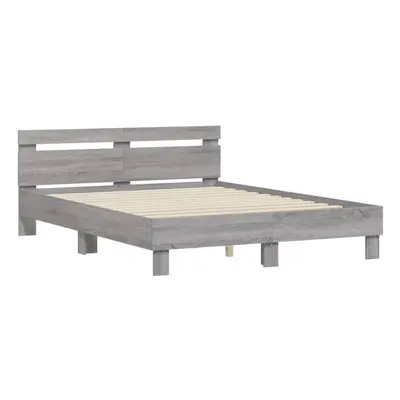 (grey sonoma, x cm) vidaXL Bed Frame with Headboard Bed Base Mattress Foundation Engineered Wood