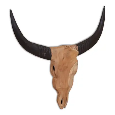 vidaXL Teak Wall-Mounted Bull Skull Sculpture 69x6x60cm Hanging Home Decor