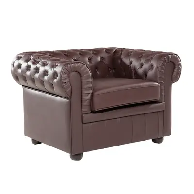 Armchair CHESTERFIELD Leather Brown