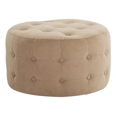 Velvet Pouffe Footstool Sand Beige TAMPA